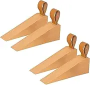 Wooden Door Stopper, Solid Wood Non-Slip Door Wedges, Sturdy and Door Stop Wedge, Security Door Stopper (4 Pcs)