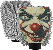 XYMZR Clown Face Scary Absorbent Microfiber Car Wash Mitt, Funny Cute Anime Scratch Free for Cars Cleaning, Home Cleaning Mitts, 2 Pack, 10.24” L x 7.09” W