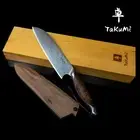 TAKUMI Gyutoh Santoku Knife, 7"/18cm Japanese Damascus Knife, Maple Burl handle