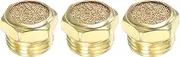 uxcell 1/2" PT Brass Pneumatic Muffler, 3 Pcs Flat Sintered Exhaust Air Compressor Muffler Filters Solenoid Valve Fitting for Valves Cylinders Oil Tanks Air Tools, Golden