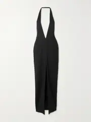 [Mônot] Mônot - Open-back Crepe Halterneck Maxi Dress - Black - US8 US 8 Black
