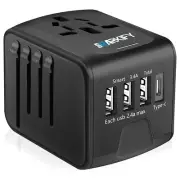 SPARKIFY Universal Travel Adapter 3 USB & Type-C Fast Charger Outlet Converter