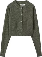 [Generic] Women Sweater Solid Single Breasted O Neck Knitted Cardigan Jumpers Tops