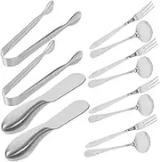 COLLBATH Complete Cheese Serving Set Includes Spoons Forks and Spreader Stainless Steel Charcuterie Accessories Mini Tong for Easy Cheese Serving