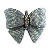Hair Jewelry Large Lightweight Crystal Butterfly Barrette, White / Free Gift Box