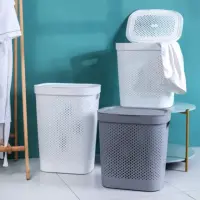 在飛比找momo購物網優惠-【MGSHOP】加蓋大容量洗衣籃髒衣籃(小款/2色)
