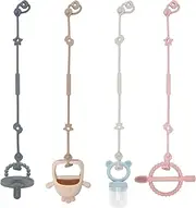 Toy Safety Straps, Conch Design Silicone Adjustable Baby Pacifier Teether Straps, 4pcs Toddler Toy Bottle Harness Straps for Strollers, High Chair, Cribs, Bags, BPA Free