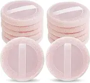 [Sibba] 12 Pcs Loose Powder Puff Pink Cotton Pads Face Body Makeup Velour with Ribbon Applicators Setting Round Make Up Eyeshadow Concealer Cosmetics Sponge