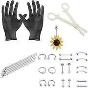 [WUZIA] Body Piercing Tool Kit Surgical Steel Eyebrow Nipple Cartilage Helix Sterile Belly Tongue Tool Set