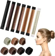 Kissbuty 7 Pcs Bun Maker French Twist Hair Donut Fold Wrap Snap Disk Hair Fashion Bun Hair Styling Hair Donut Magic DIY Tool for Woman Girl Ladies 7 Shades