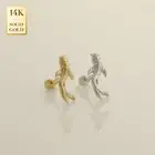 14K REAL Solid Gold Koi Fish Ear Piercing Flat Back Daith Helix Tragus Conch 18G