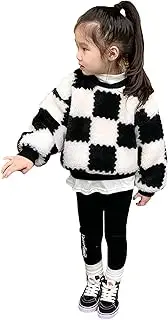 [Jueshanzj] Children's Wool Sweater Winter top Girl's Chessboard Pullover