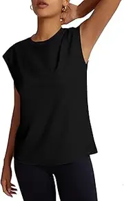 QUEQUETREE Women's Workout Tank Tops Cap Sleeve Muscle Shirts Athletic Running Tennis Tops