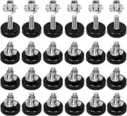 LRHAFET Pack of 16 Adjustable Feet, M6 x 20 mm, Adjusting Plate with Quiet Non-Slip Rubber Base, Adjusting Screw M6, Can Hold 450 kg, Machine Feet for Table Legs, Furniture Legs. (1/4-20 Thread, Pack