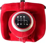 ,for Audi A3 S3 2001 2002 2003 Black Red 5/6 Speed Complete Handle Gear Shift Knob Suede Leather Gaiter Boot Cover (Color : 5speed-Black Boot)