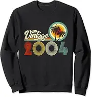 [X.Style] 19 Year Old Men Women Vintage 2004 19th Birthday Retro Sweatshirt ds058 Sweater (3XL) Black