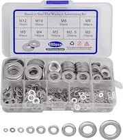 580Pcs Metal Flat Washers for Screws - Upgraded 304 Stainless Steel Combination Washer Set Thickened (9 Sizes M2 M2.5 M3 M4 M5 M6 M8 M10 M12)