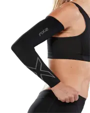 2XU Flex Compression Unisex Arm Sleeves - Black/Grey - M