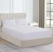 1500 Thread Count Cotton Blend Fitted Sheet & Pillowcase Set Snow - No Flat S...