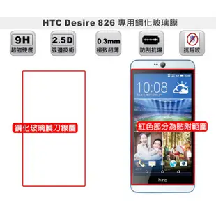 【Ezstick】HTC Desire 826 鏡面鋼化玻璃膜 135x73.5mm