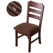 Dining Chair Seat Cover Jacquard Removable Elastic Cushion Slipcover -Coffee