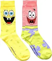 [Hyp] Spongebob Squarepants and Patrick Men's Crew Socks 2 Pair Pack