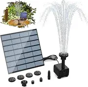 AISITIN Solar Fountain, Solar Pond Pump with 1.5 W Solar Panels, with 6 Different Nozzles, Solar Fountain Pump for Garden Pond, Bird Tank, Fish Tank