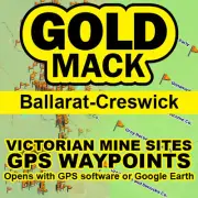 BALLARAT+CRESWICK GOLD+MINE SITES - GPS Waypoint Map .KML DIGITAL FILE EMAILED