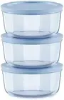 Pyrex Simply Store round Tinted Glass Food Storage 6-Piese Set, Blue, 2 Cup C...