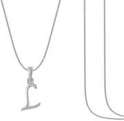 [DENMOUS] Alphabet Silver Chain Pendant (92.5% purity) for kids upto 4 years by (Snake Chain: 12 Inches)-kdpss12-l-8034-1, Small, Gemstone