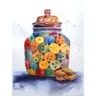 Glass Cookie Jar Modern Folk Art Watercolour Wall Art Canvas Picture Print 18X24