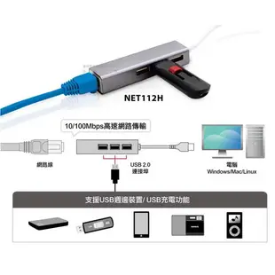 【MR3C】含稅 UPMOST登昌恆 Uptech NET112H USB2.0 免驅動網路卡 + HUB集線器
