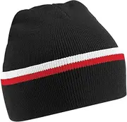 [Beechfield] Unisex Knitted Winter Beanie Hat (UK Size: One Size) (Black/Classic Red/White)