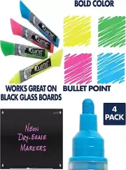 Quartet Dry Erase Markers, Glass Whiteboard 4 Count (Pack of 1), Neon