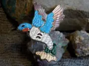 Ladies Sterling Turquoise Coral MOP Inlay Ring Zuni Tamara Pinto Size 6 3/4