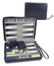 Backgammon Set, Board Games for Adults - Travel Games - Magnetic Navy Blue