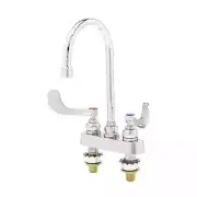 T&S Brass 4" OC Deck Mount Faucet w/ 5-3/4" Swing Gooseneck Spout