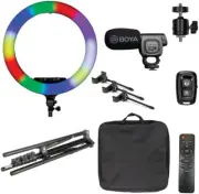 Sunpak 18" Rainbow Ringlight with Shotgun Mic For YOUTUBE TIKTOK VLOG STREAM