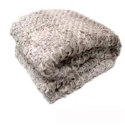 Sia Luxury Range Faux Fur Throw Rug 127 x 152 cm Taupe Scale Pattern