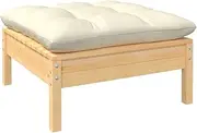 Sectional Sofa, Garden Footstool with Cream Cushion Solid Pinewood
