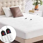 Guohaoi Heated Mattress Pad Cal King Warm Electric Mattress Pad with 10 Hour Timer Auto Off and 6 Heating Setting, Dual Control Soft Heating Mattress Cover Fit Up to 21'' Deep Pocket (72''*84'' White)