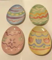 31085 Longaberger Easter Egg Spring Pottery 4 Plate Set Basket Retired NIB #2
