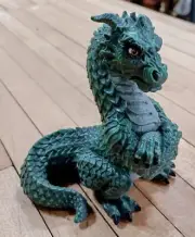 Grumpy Green Dragon Toy Figurine Fantasy Creature Mythical Beast Decor