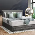 Oikiture Bed Frame Double Size Gas Lift Storage Base With Mattress Set Grey