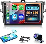 4G+64G Car Radio for Toyota Corolla 2009-2013, Rimoody Car Stereo Android 13 Carplay Android auto 9 Inch Touchscreen GPS 4G-WiFi BT/FM/RDS EQ Backup Camera