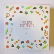 Pottery Barn Elf Stoneware Appetizer Plates Four Main food Groups Set of 4