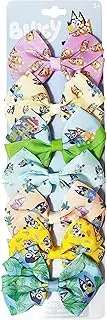 Bluey Kids Hair Bows - Hair Accessories Gift Set- 7 Pcs 4 Inch Bow Bundle- for Girls- Different print on each clip- Alligator Clip- Ages 3 +