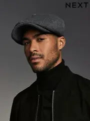 Charcoal Grey Baker Boy Hat with Wool (946103) | $33
