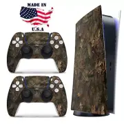 PS5 Digital Version Console & Controller Vinyl Skin Decal Wrap Wood Camouflage