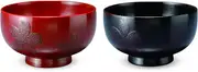 J-Kitchens Wooden Pair Soup Bowl Sakura Negoro & Akebono Φ4.4 x 2.6 inches (11.3 x 6.5 cm) Current Model